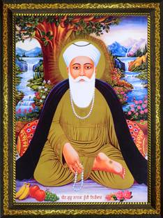 BISRAT CREATIONS Shri guru nanak dev ji nanaksar wale religious wood photo frame 10/14 inch Religious Frame