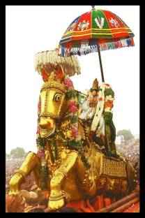 Digitouch Shopee God Madurai Kalalagar/Alagar in Golden Horse Photo frame 12x8 Inch Religious Frame