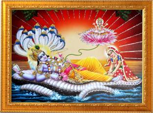 Sunframing Vishnu laxmi ji photo frame with laminated sheet . size [ 5x7 inch ] Religious Frame