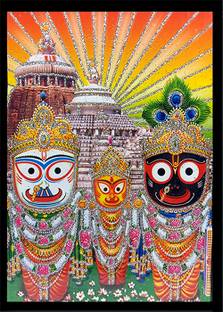 Deshkart JAGANNATH-BALARAM-SUVADRA (5 IN X 7 IN) LAMINATED PHOTO WITH BACK SUPPORT MOUNT Religious Frame