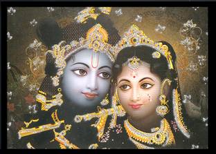 Deshkart RADHA KRISHNA (7 INCH X 5 INCH) LAMINATED PHOTO WITH BACK SUPPORT MOUNT Religious Frame