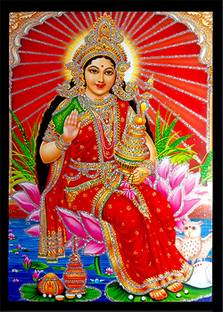 Deshkart LAKSHMI MATA LAXMI (5 INCH X 7 INCH) LAMINATED PHOTO WITH BACK SUPPORT MOUNT Religious Frame
