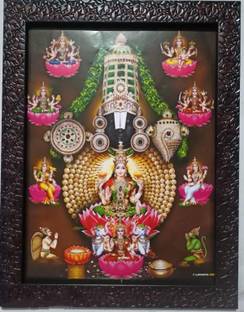 VGS MARKETINGS Tirupati Balaji Sri Venkateswara Perumal with Ashta Lakshmi Religious Frame