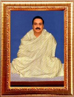 Deshkart ANUKUL -BABAI DADA GOLDEN PHOTO FRAME BIG SIZE (10.75 X 12.75) INCH RECTANGULAR Religious Frame