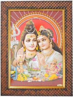 Dharmikk Shiv, Parvati, Ganesh & Kartik ji | Hindu Bhagwan Devi Devta Photo Frame Religious Frame