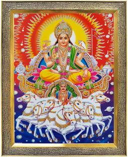 koshtak Lord Surya Dev With 7 Seven Lucky Horses Vastu Religious Frame