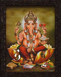 Puja N Pujari Ganesh Photo Frame /ganesh bhagwan photo | Hindu God Photo frame Religious Frame