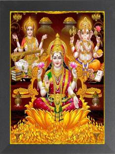 DECORPRINT DESIGN Laxmi Mata For Diwali Pooja, laxmi mata devi, MAA LAXMI, DHAN LAXMI,(8X12)A4 Religious Frame