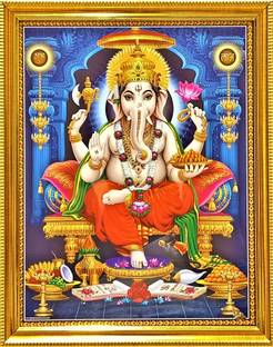 shreya arts frame wth glass Ganpati/Ganesha/Vinayaka/pillaiyar/Shree Ganesh Photo Religious Frame