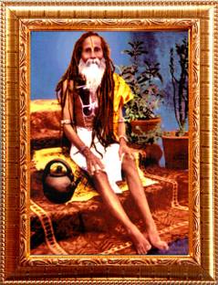Deshkart OMKARNATH THAKUR GOLDEN PHOTO FRAME SMALL SIZE (6.5 X 8.5) INCH RECTANGULAR Religious Frame