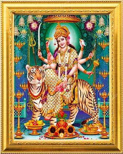 NDFRAME Nav durga/Mahishasura Mardini/DURGA MAA Photo Frame Laminated 9.5ix11.5inches Religious Frame