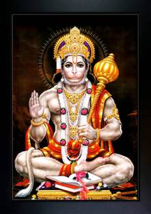 RV SALES Bajrangbali / hanuman ji Photo Frame For Puja Room & Wall WxH: Religious Frame