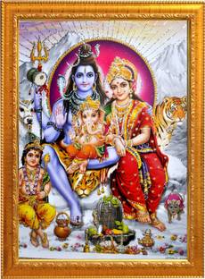 Sunframing Shiv parivar photo frame with laminated sheet . size [5x7 inch ] . Religious Frame