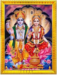 Zig Zag Lord Lakshmi Narayan / Lord Vishnu With Lakshmi Mata Big Large Size Religious Frame