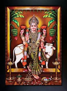 CrowdHall Gadapa Laxmi | Goddess Lakshmi | Laxmi Devi Gold Photo Frame for Wall Religious Frame