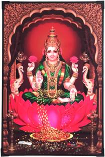SujArta Laxmi Lakshmi Dhanlaxmi Photo Frame, 18*12 In (Large Size), 8 mm Board Religious Frame