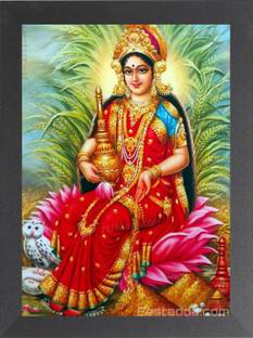 Nuoshopping Laxmi Mata For Diwali Pooja, laxmi mata devi, MAA LAXMI, DHAN LAXMI,(8.5X11)A4 Religious Frame