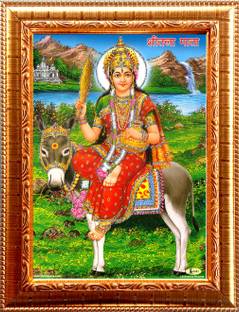 Deshkart SHITALA MATA GOLDEN PHOTO FRAME SMALL SIZE (6.5 X 8.5) INCH RECTANGULAR Religious Frame