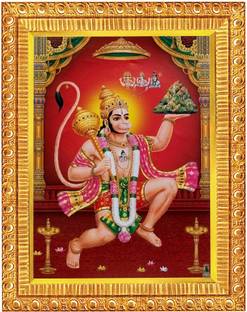 koshtak Hanuman/Bajrangbali Photo Frame With Dronagiri Mountain Religious Frame