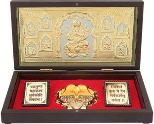 Arnavira Gold Plated Ashtavinayak Ganpati Ganesha Photo Frame With Charan Paduka Religious Frame