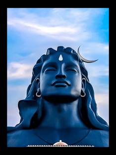 DIGITOUCH DESIGN Adiyogi Shiva Photo frame,6 X 8 In, Shiva Statue photo with Glass,small size, Religious Frame