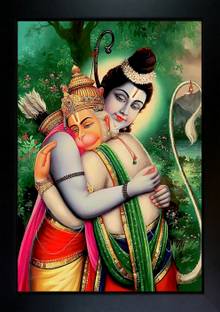 CrowdHall Shri Ram Photo Frame | Hanuman Ji Photo Frame ( 10X13.5 IN ) Religious Frame