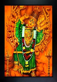CrowdHall Saptashrungi Devi Photo Frame 10 X 13.5 IN Religious Frame