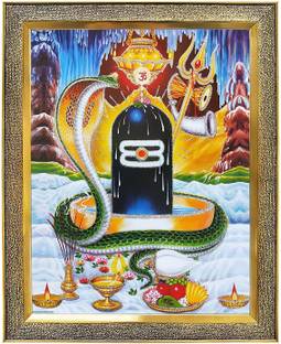 koshtak Shiva Lingam/Shivling and Vasuki Nag With OM Religious Frame