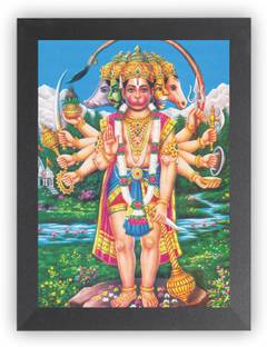 Nuoshopping Panchmukhi Hanuman/Bajrangbali/sankatmochan/PawanPutra/Lord Hanuman photo frame Religious Frame