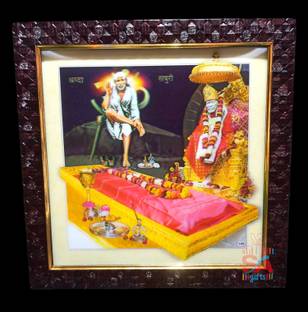 S A Gifts Shirdi Sai Baba Beautiful 5D Photo Frame for Home Office Decor & Gift(8x8 inch) Religious Frame