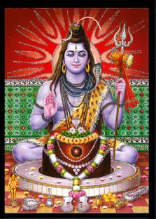 Deshkart SHIVA MAHADEV Laminated Photo 5 x 7 inch on Wooden Base With Back Support Mount Religious Frame