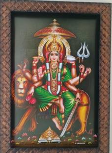 VGS MARKETINGS Goddess Durga Devi on Lion Maa Sherawali Mata Durgai Religious Frame
