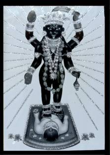 Deshkart ADDYA ADYA MATA KALI (5 Inch X 7 Inch) Laminated Photo With Back Support Mount Religious Frame