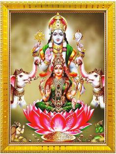 SAI BALAJI ACRALICS Vishnu bhagwan lakshmi mata ( 6x8 Inch) photo Religious Frame
