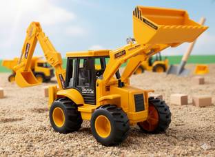 KOBBET 2in1 Unbreakable Pull Back JCB Construction Loader Truck Vehicle Toy for kids
