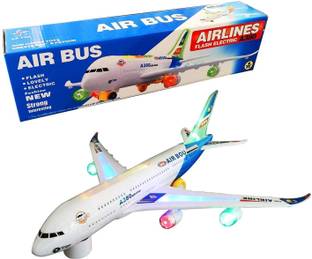 KIDDOZ KREATIONS Musical Aeroplane Airbus Bump & Go Action Toy
