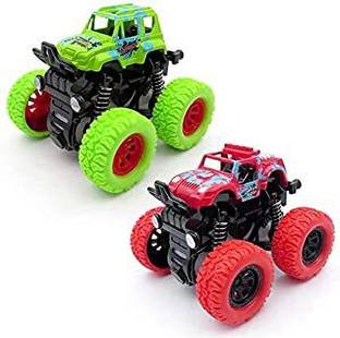 Adhvika Mini Monster Truck Friction Powered Cars Toys, 360 Degree Stunt 4wd Cars pack 2