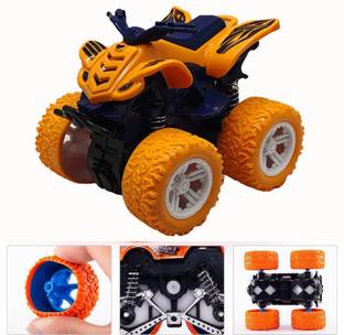 ZUNBELLA 4WD Monster Truck Bike,Push and Go Toy Trucks Friction Powered Toy (Pack of 4)