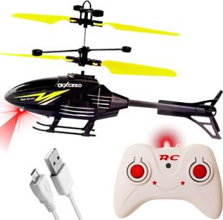 SuNZita Remote Control Gravity Sensor Helicopter Toy metallic black for kids