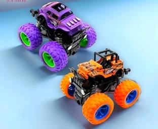 Zenex store Monster truck toys car for kids 4 wheel Friction push to go speed monster truck (Purple Pack of: 1)