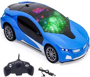 Aseenaa RC Famous Car 1:22 Scale Remote Control with 3D Lights | Full Functions Turns Left Right Forward and Reverse | High Speed Electric Racing Cars Toy for Boys and Girls | Blue Colour | Set of 1