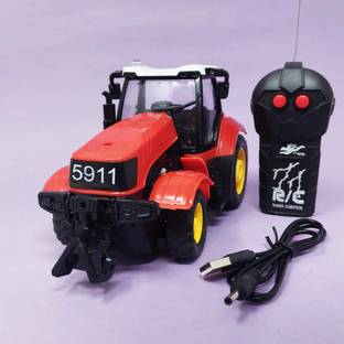 Parteet 2 Function Unique Design Remote-Control Farmer Rechargeable Tractor with Light