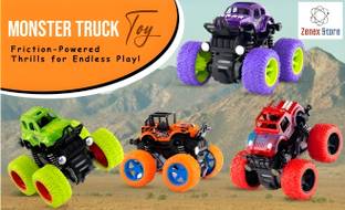 Zenex store Monster Trucks Friction Powered Cars Big Rubber Tires for Kids