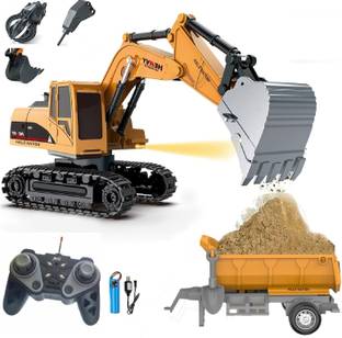 HALO NATION 6Channel RC Excavator Recharge Truck, 4 Attachment Moving Shovel + Sand Trolley