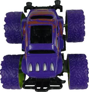 Meesaj Store Monster Truck Pull Back Car Toys 360 Degree Stunt car Car Push go Truck Purple