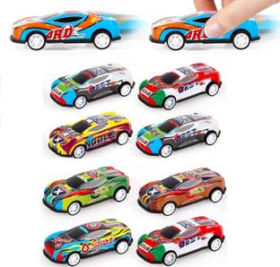 Super Toy 8 Unbreakable Racing Mini Diecast Car Models Set for Kids Pull Back Vehicles