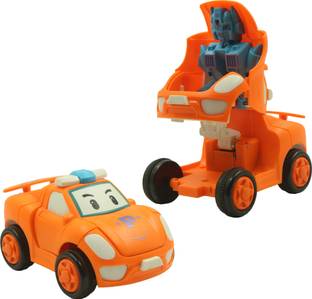 Humaira Mini Transformers Robot Friction Powered Push and Go Bump and Transformation Toy