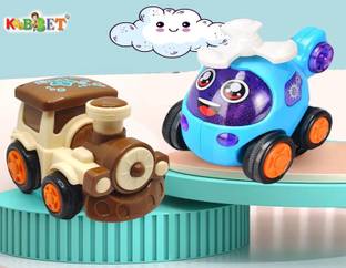 KOBBET Transport Set Combo-2Pcs Friction Powered Toy Car Push n go Function for Kids