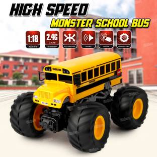 FIDDLERZ Remote Control Car for Boys Fire Truck RC School Bus Truck LED Lights