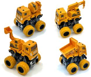 Playrox Construction Vehicles Toy for Kids Dump Truck Mixer Crane Anti Skid Wheels